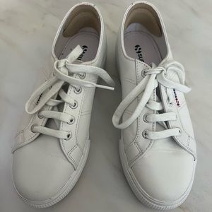 Superga Platform Sneakers- Napa Leather White | Size: 7.5